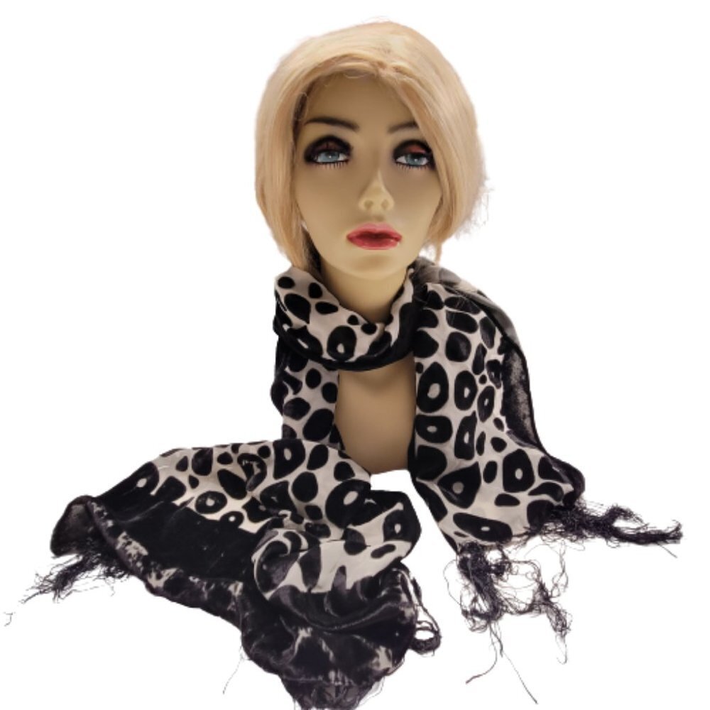 Black and White large Polka Dot like Scarf Christmas Scarf New Years Eve Party